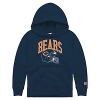 Youth Homage Navy Chicago Bears Helmet Retro Tri-Blend Hoodie