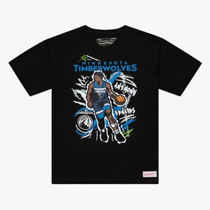 Men's Mitchell & Ness Anthony Edwards Black Minnesota Timberwolves Chalked Up T-Shirt