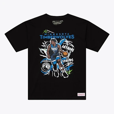 Men's Mitchell & Ness Anthony Edwards Black Minnesota Timberwolves Chalked Up T-Shirt