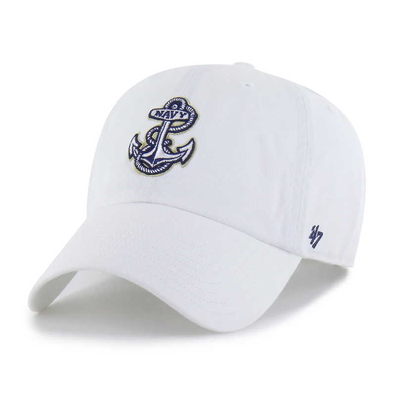 Men's '47 White Navy Midshipmen Clean Up Adjustable Hat