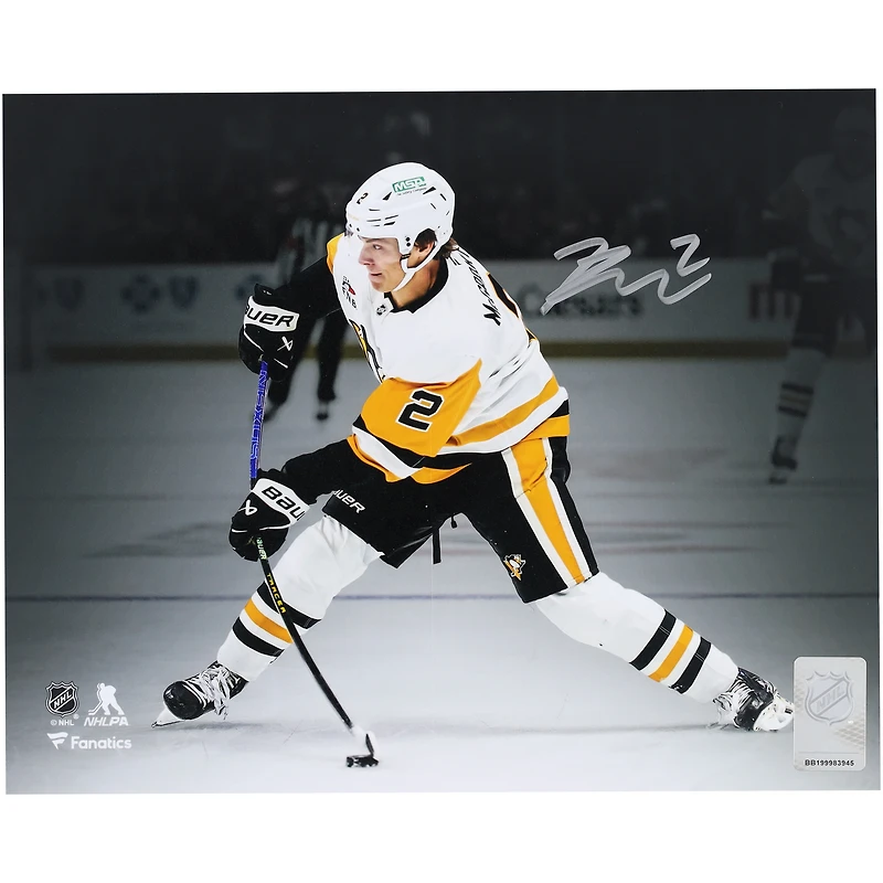 Rutger McGroarty Pittsburgh Penguins Autographed 8" x 10" White Jersey Shooting Spotlight Photograph
