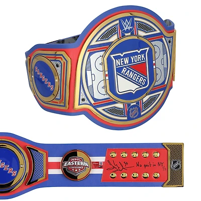 Henrik Lundqvist New York Rangers Autographed WWE Legacy Title Belt with "No Quit in NY" Inscription