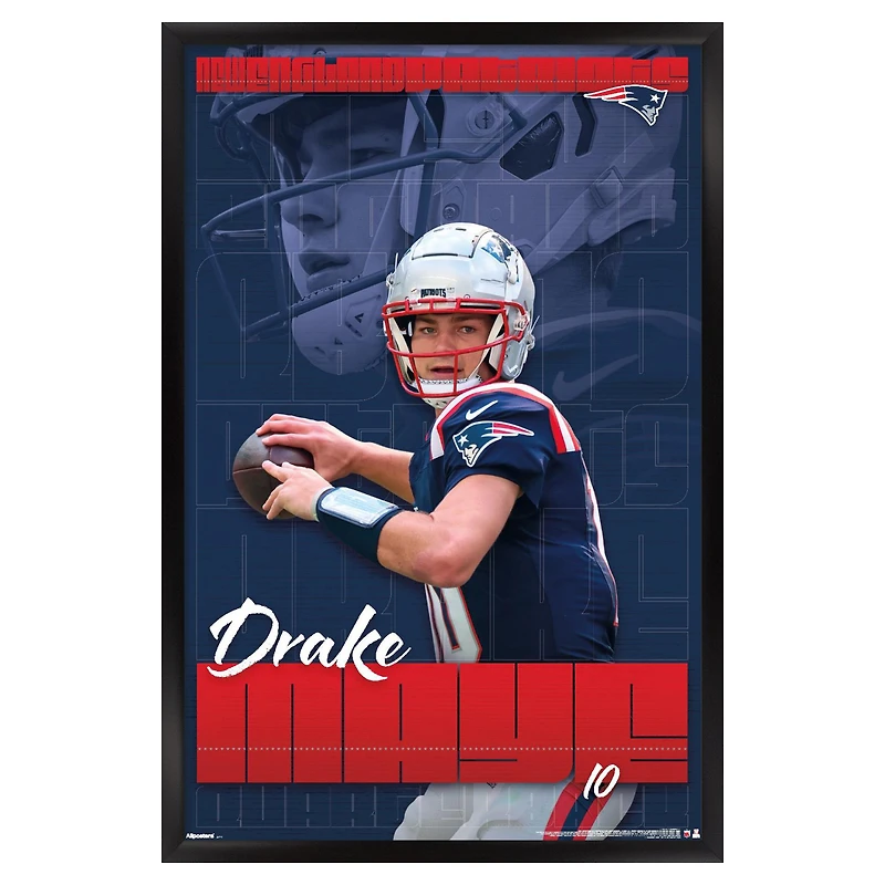 Drake Maye New England Patriots 22.375" x 34" Framed Players Poster