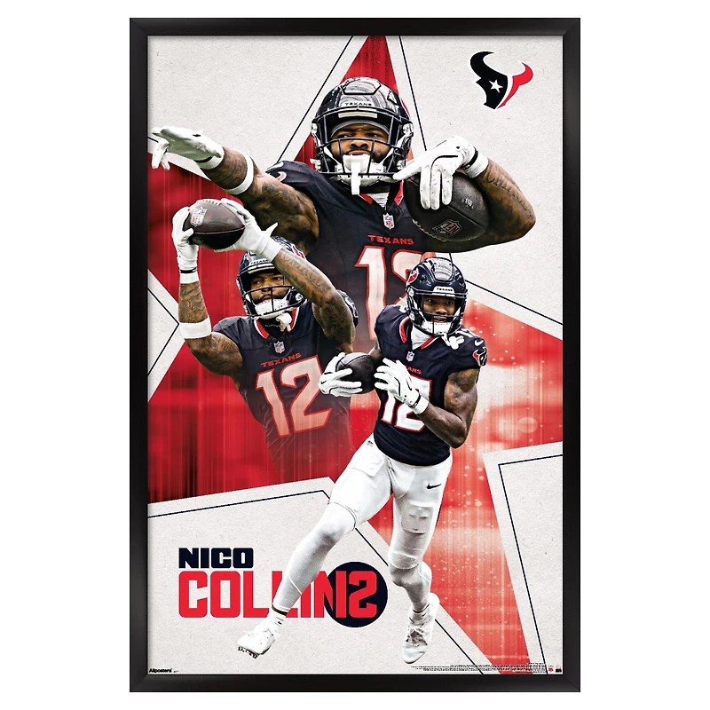 Nico Collins Houston Texans 22.375" x 34" Framed Players Poster