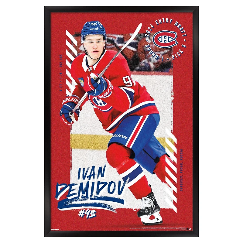 Ivan Demidov Montreal Canadiens 22.375" x 34" Framed Players Poster