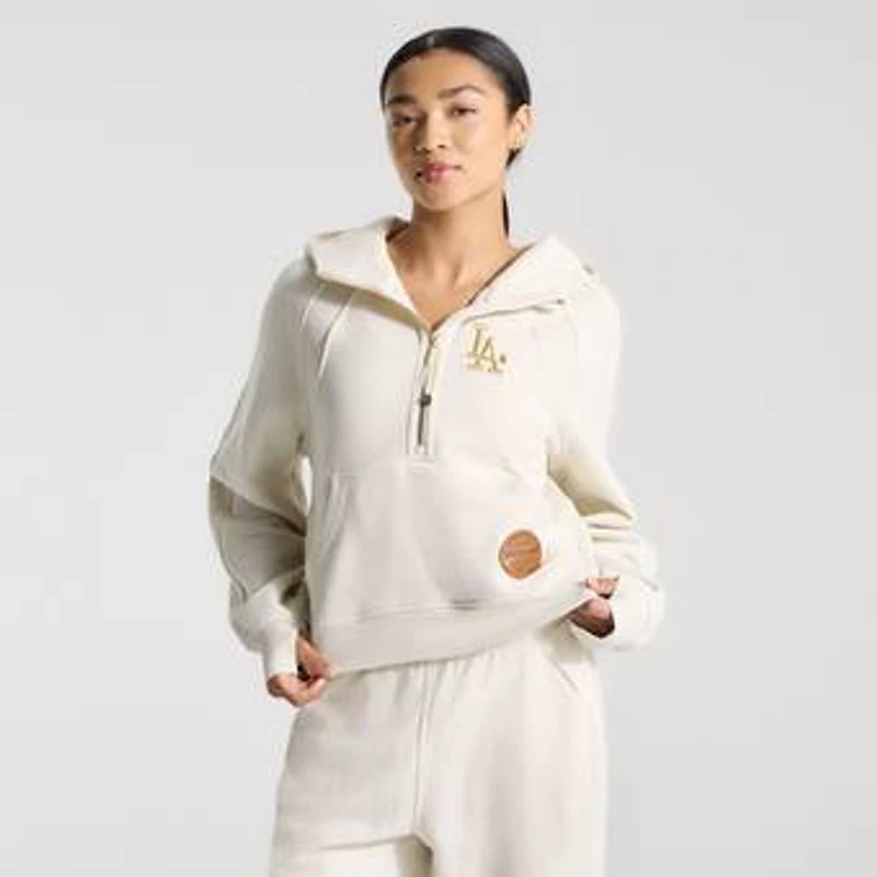 Women's lululemon Light Ivory Los Angeles Dodgers Scuba Oversized Half-Zip Hoodie