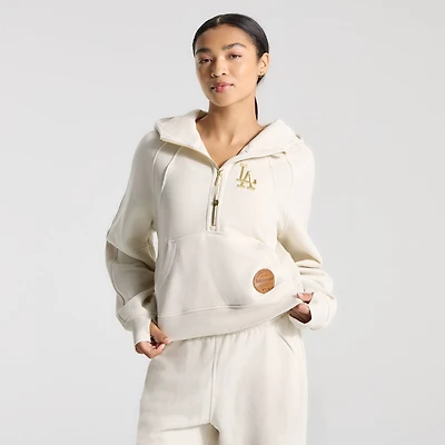 Women's lululemon Light Ivory Los Angeles Dodgers Scuba Oversized Half-Zip Hoodie
