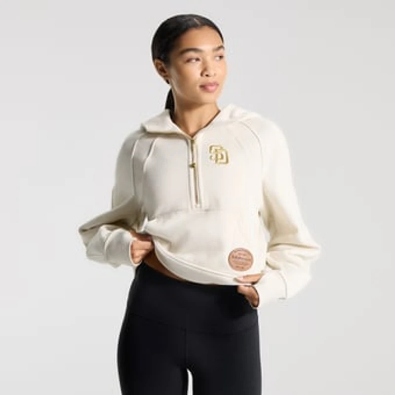Women's lululemon Light Ivory San Diego Padres Scuba Oversized Half-Zip Hoodie