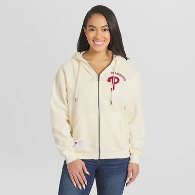 Women's WEAR by Erin Andrews Cream Philadelphia Phillies Full-Zip Hoodie