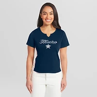 Women's WEAR by Erin Andrews  Navy Houston Astros Notch Neck Cropped T-Shirt