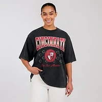 Women's WEAR by Erin Andrews  Black Cincinnati Reds Oversized Boyfriend T-Shirt