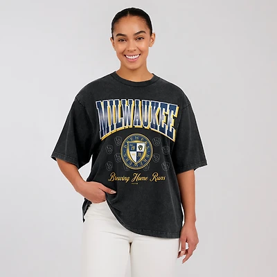 Women's WEAR by Erin Andrews  Black Milwaukee Brewers Oversized Boyfriend T-Shirt
