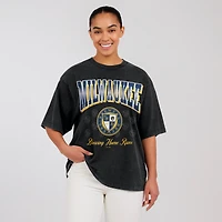 Women's WEAR by Erin Andrews  Black Milwaukee Brewers Oversized Boyfriend T-Shirt