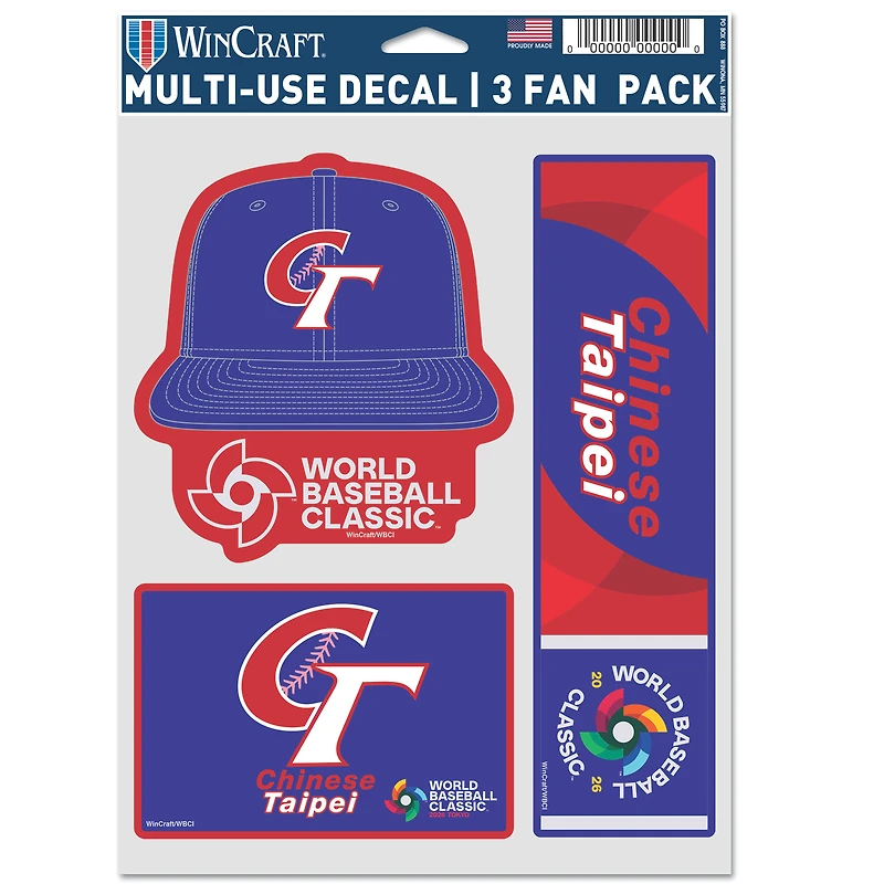 WinCraft Chinese Taipei Baseball 2026 World Baseball Classic Three-Piece Multi-Use Fan Decal Set