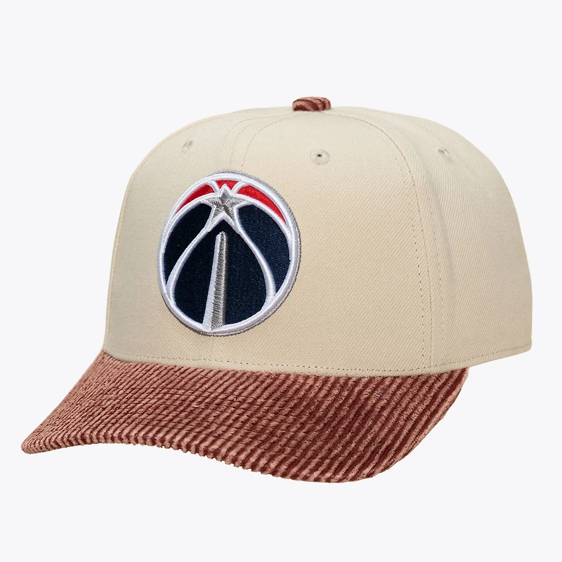Men's Mitchell & Ness Cream/Red Washington Wizards Washed Corduroy Pro Crown Snapback Hat