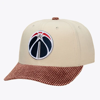 Men's Mitchell & Ness Cream/Red Washington Wizards Washed Corduroy Pro Crown Snapback Hat