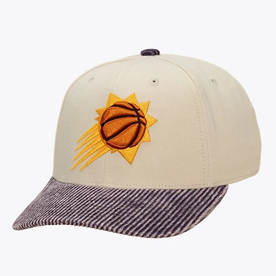 Men's Mitchell & Ness Cream/Purple Phoenix Suns Washed Corduroy Pro Crown Snapback Hat