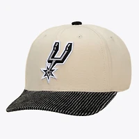 Men's Mitchell & Ness Cream/Black San Antonio Spurs Washed Corduroy Pro Crown Snapback Hat