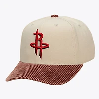 Men's Mitchell & Ness Cream/Red Houston Rockets Washed Corduroy Pro Crown Snapback Hat