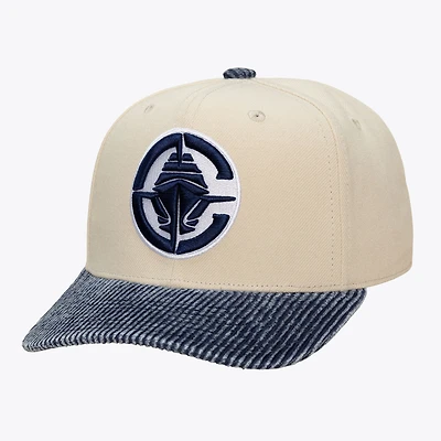 Men's Mitchell & Ness Cream/Blue LA Clippers Washed Corduroy Pro Crown Snapback Hat