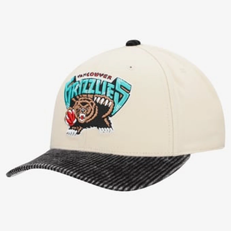Men's Mitchell & Ness Cream Vancouver Grizzlies Washed Corduroy Pro Crown Snapback Hat