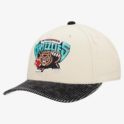 Men's Mitchell & Ness Cream Vancouver Grizzlies Washed Corduroy Pro Crown Snapback Hat