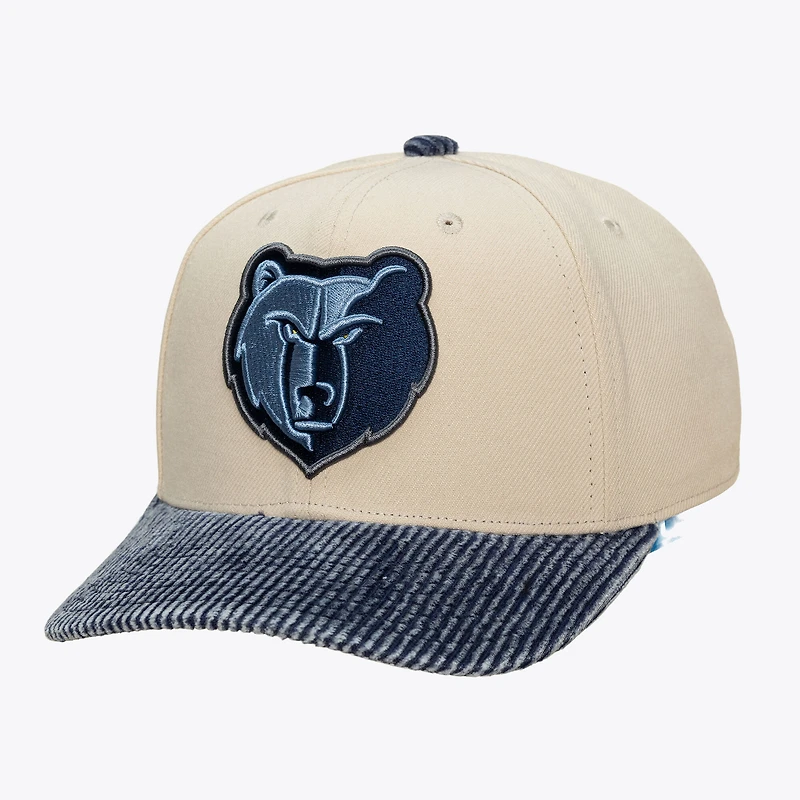 Men's Mitchell & Ness Cream/Blue Memphis Grizzlies Washed Corduroy Pro Crown Snapback Hat
