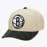 Men's Mitchell & Ness Cream/Black Brooklyn Nets Washed Corduroy Pro Crown Snapback Hat