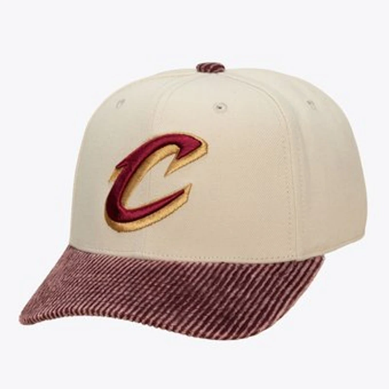 Men's Mitchell & Ness Cream Cleveland Cavaliers Washed Corduroy Pro Crown Snapback Hat
