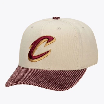 Men's Mitchell & Ness Cream Cleveland Cavaliers Washed Corduroy Pro Crown Snapback Hat