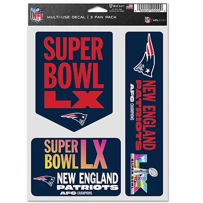 WinCraft New England Patriots 2025 AFC Champions Three-Pack Fan Decal Set