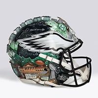 Jalen Hurts Philadelphia Eagles Autographed Riddell Super Bowl LIX Champions Logo Speed Authentic Helmet with "SB LIX MVP" Inscription - Art by Charles Fazzino - WM55916232