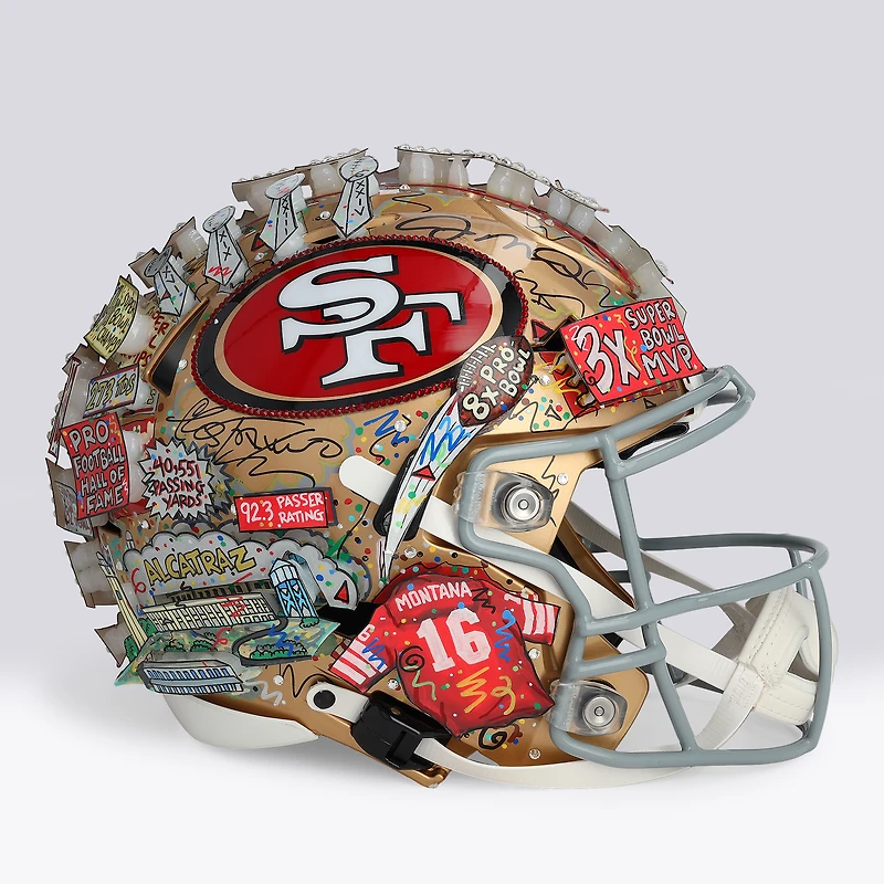 Joe Montana San Francisco 49ers Autographed Speed Flex Authentic Helmet - Art by Charles Fazzino - WN55916229