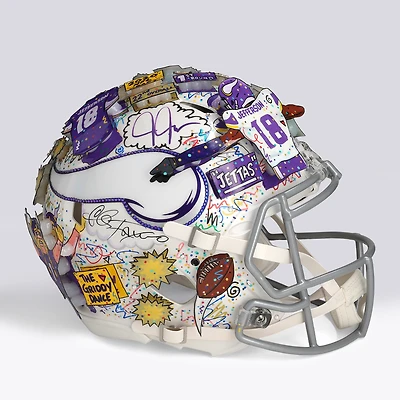 Justin Jefferson Minnesota Vikings Autographed Riddell 2024 Alternate Speed Authentic Helmet  - Art by Charles Fazzino - WN55916372
