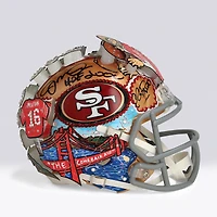 Joe Montana San Francisco 49ers Autographed Riddell Speed Mini Helmet with "HOF 2000" Inscription - Art by Charles Fazzino - WN55916250