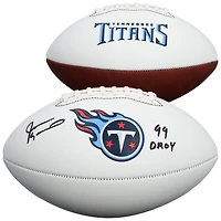 Jevon Kearse Tennessee Titans Autographed Franklin White Panel Football with "99 DROY" Inscription