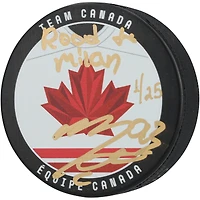Mitch Marner Team Canada Autographed 2026 Winter Olympics Hockey Puck with "Road to Milan" Inscription