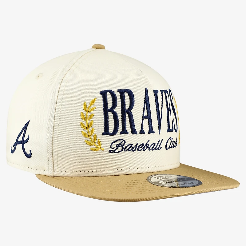 Men's New Era Cream Atlanta Braves Club 9FIFTY A-Frame Snapback Hat