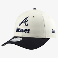 Women's New Era Cream/Navy Atlanta Braves Primary 9FORTY M-Crown Adjustable Hat