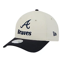 Women's New Era Cream/Navy Atlanta Braves Primary 9FORTY M-Crown Adjustable Hat