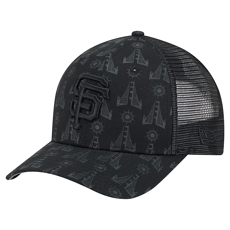 Men's New Era Black San Francisco Giants Tonal Icon 9FORTY Adjustable Trucker Hat