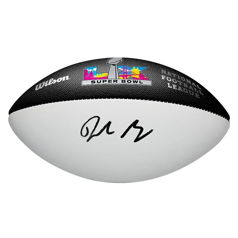 Drake Maye New England Patriots Autographed Super Bowl LX Wilson White Panel Football