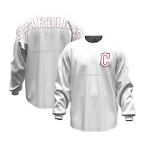 Women's Fanatics White Cleveland Guardians Baseball Stitch Spirit Jersey Long Sleeve T-Shirt
