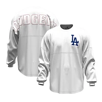 Women's Fanatics White Los Angeles Dodgers Baseball Stitch Spirit Jersey Long Sleeve T-Shirt