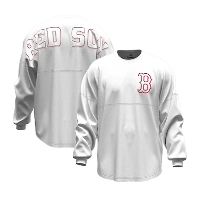 Women's Fanatics White Boston Red Sox Baseball Stitch Spirit Jersey Long Sleeve T-Shirt