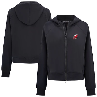 Women's Levelwear Black New Jersey Devils Judd Raglan Full-Zip Hoodie