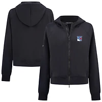 Women's Levelwear Black New York Rangers Judd Raglan Full-Zip Hoodie