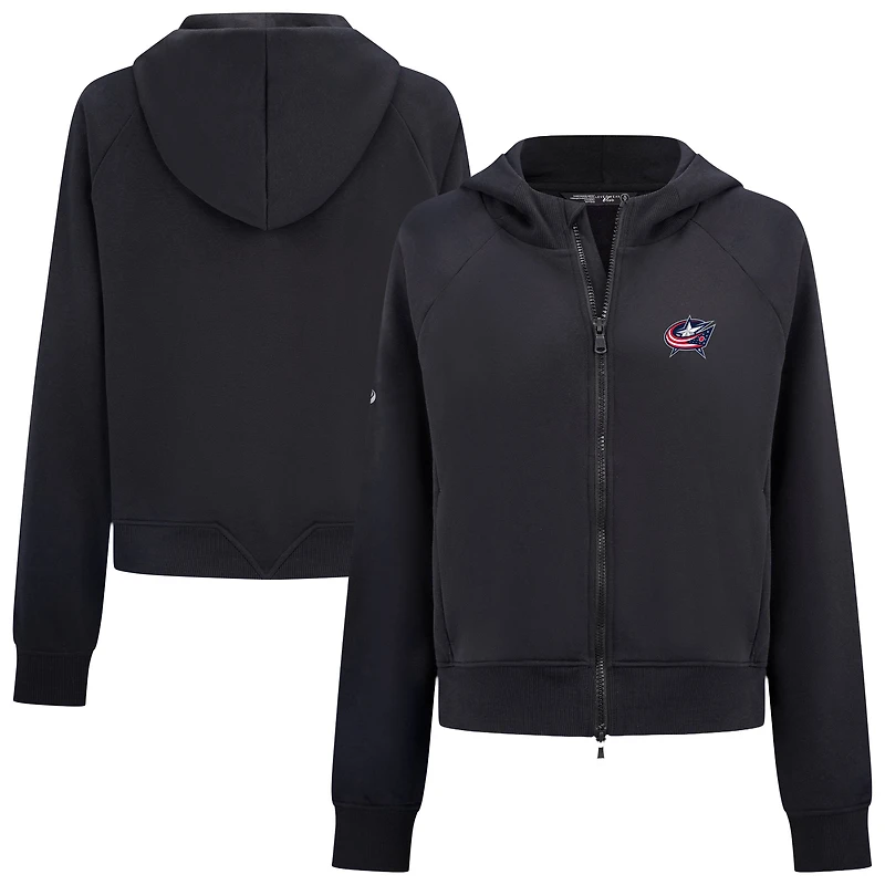 Women's Levelwear Black Columbus Blue Jackets Judd Raglan Full-Zip Hoodie
