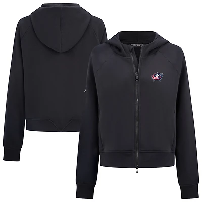 Women's Levelwear Black Columbus Blue Jackets Judd Raglan Full-Zip Hoodie