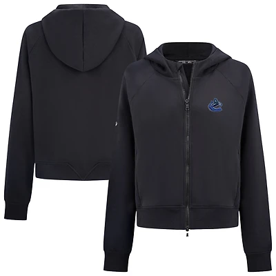 Women's Levelwear Black Vancouver Canucks Judd Raglan Full-Zip Hoodie